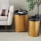 Gold Metal Nesting Accent Table with Black Tray Tabletop Set